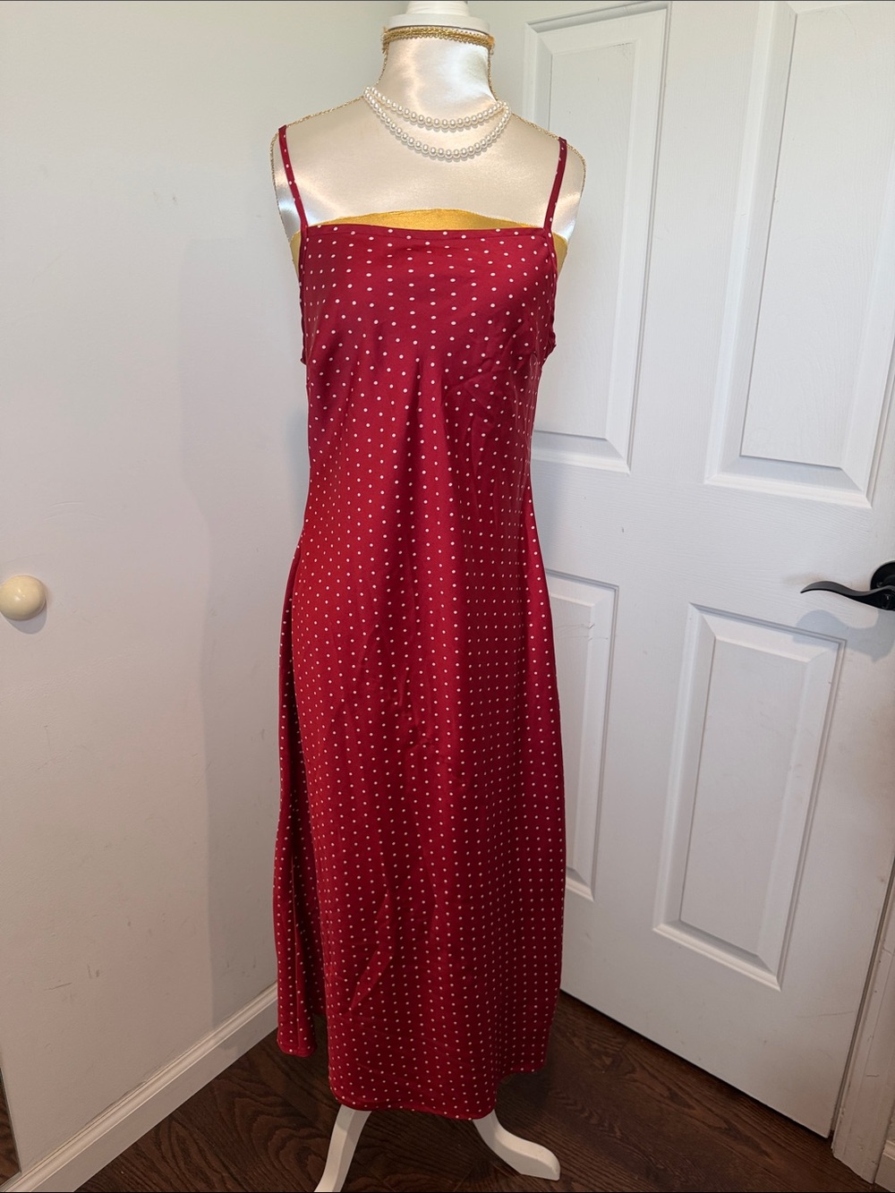 Jessica Simpson Red Polka Dot Maxi Slip Dress